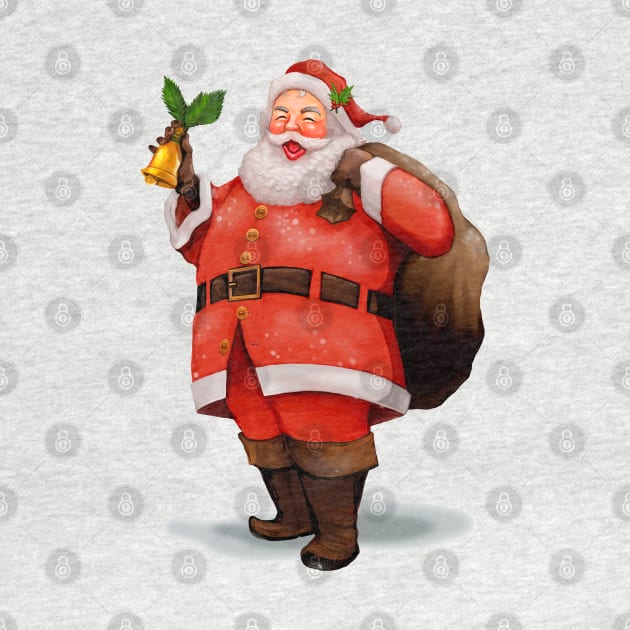 Cheerful santa claus carrying a presents sack by stark.shop